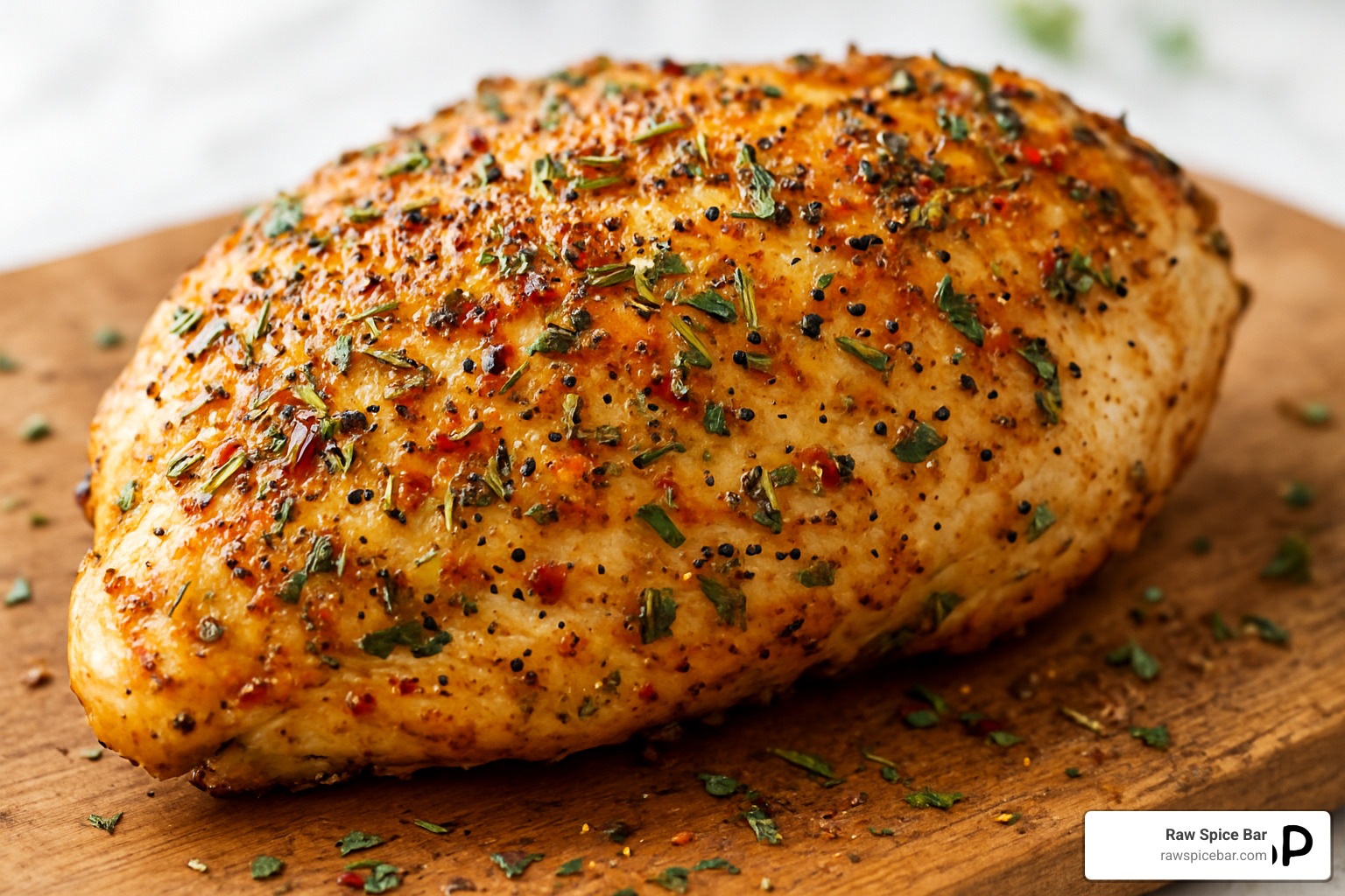 Spice-rubbed chicken with colorful herbs and seasonings - low sodium spice blends