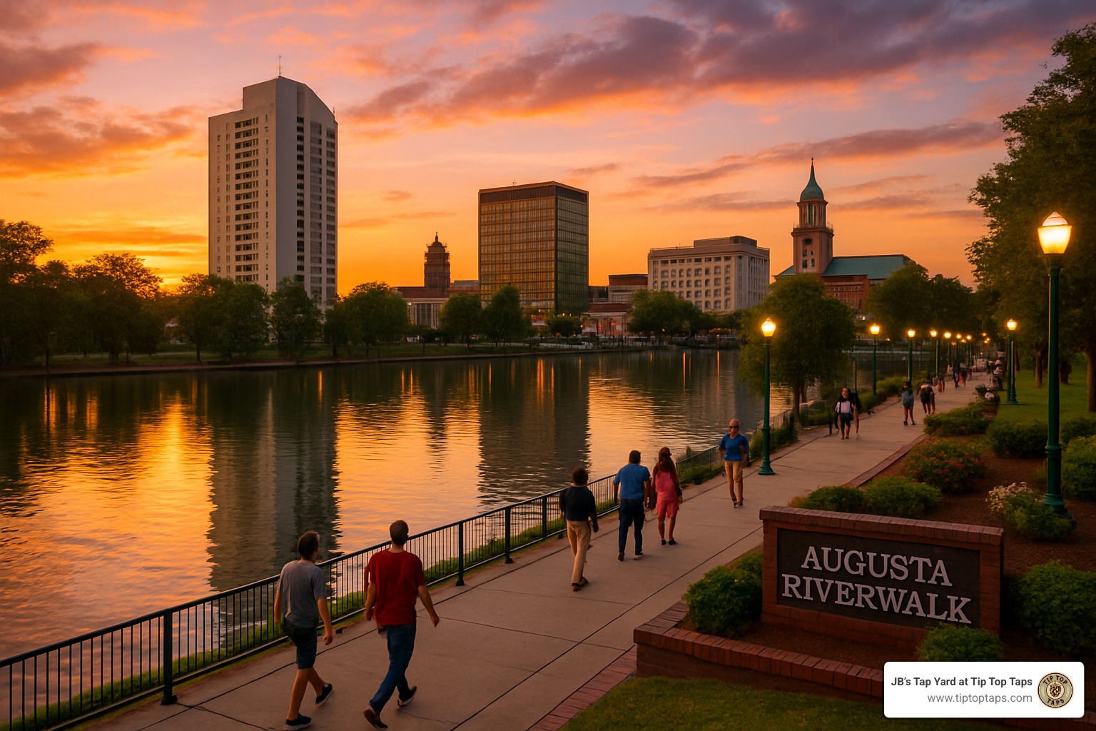 Augusta riverwalk at sunset - augusta beerfest 2025