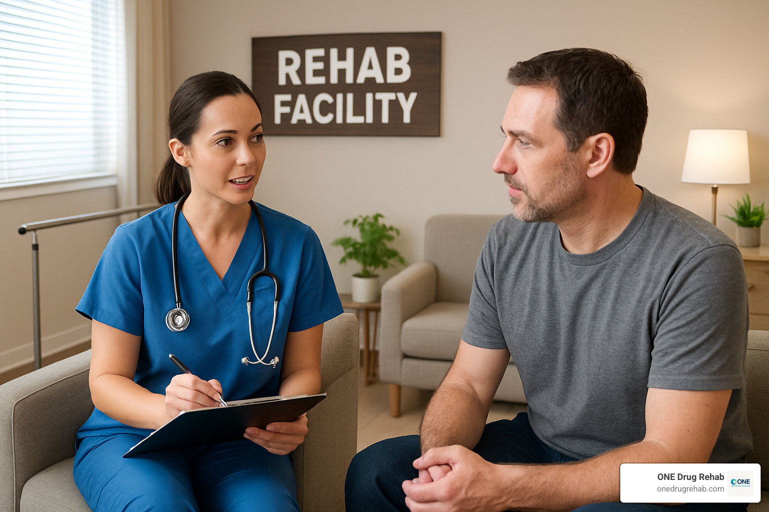 intake nurse conducting patient assessment - find rehab without insurance