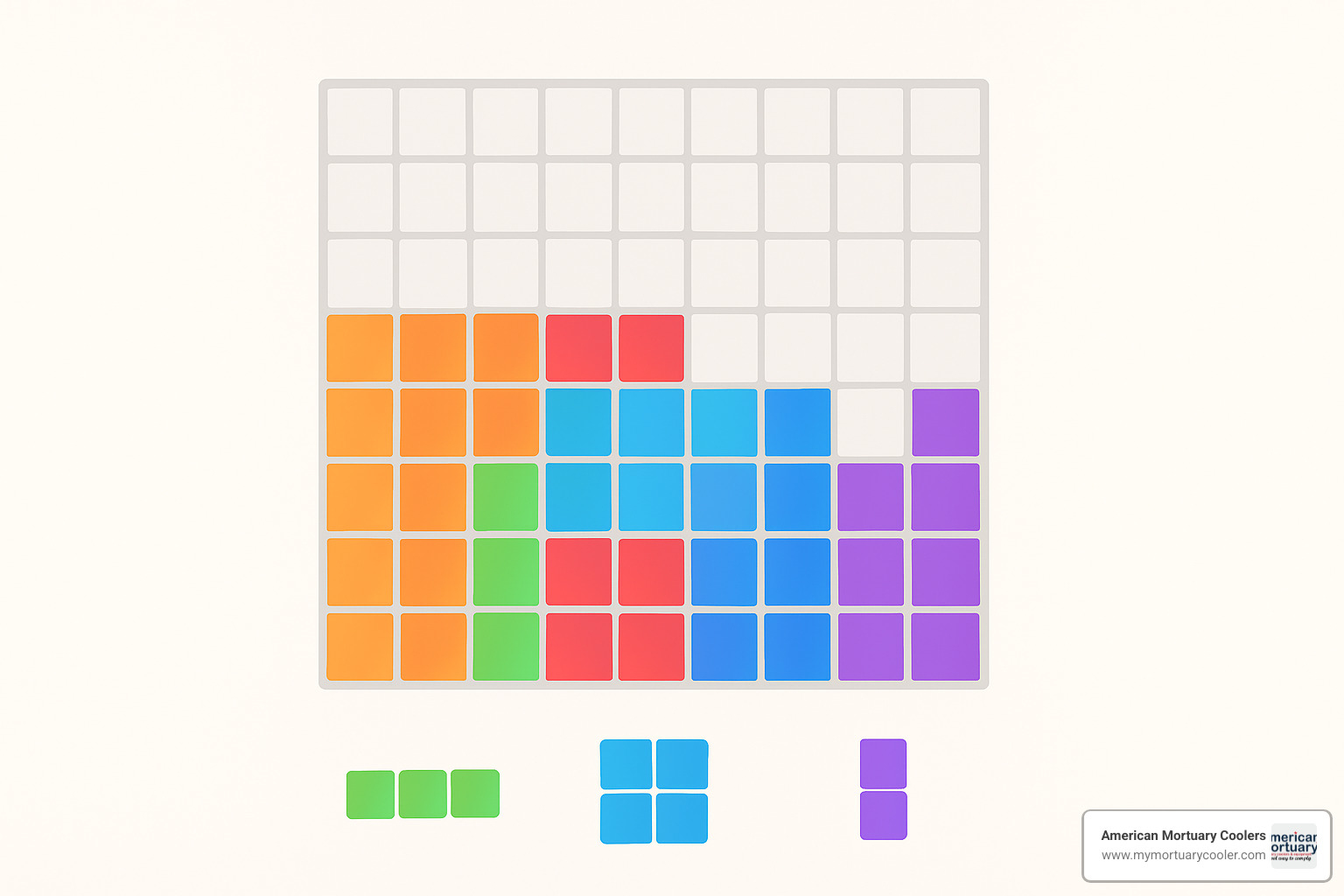 10x10 puzzle game screenshot showing colorful blocks on a grid - 10x10