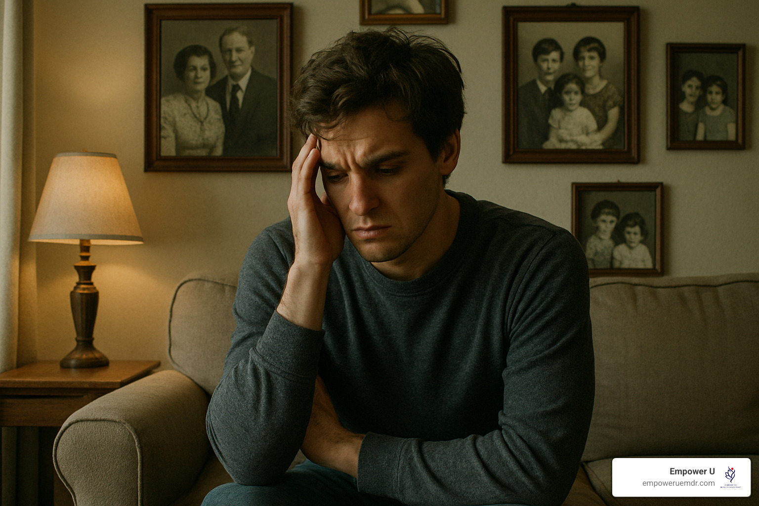 anxious adult child struggling with inherited family patterns - Generational trauma healing