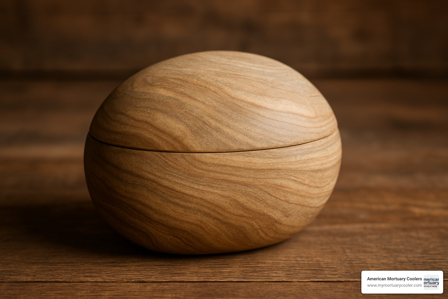 Handcrafted river stone keepsake urn showing natural wood grain and organic shape - tiny urns for ashes