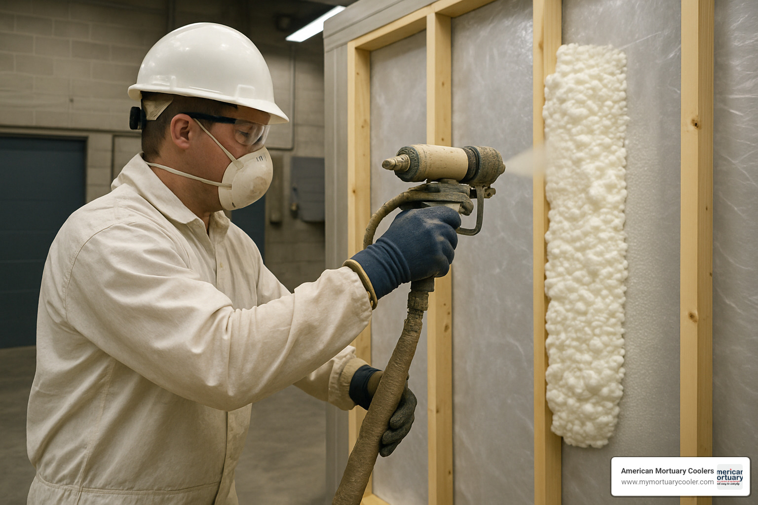 spray foam insulation installation - build walk in freezer
