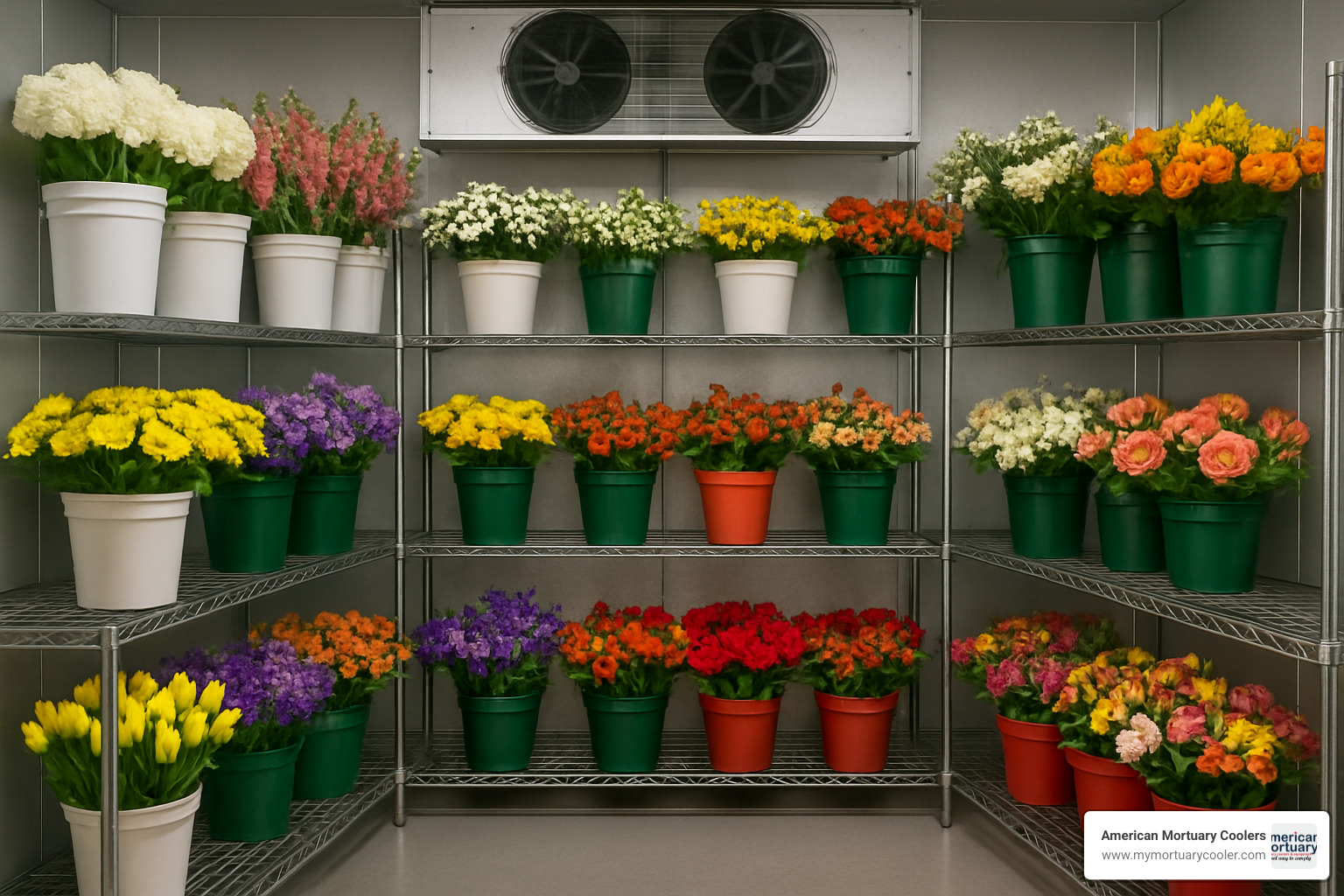 perfectly organized florist cooler interior - florist coolers