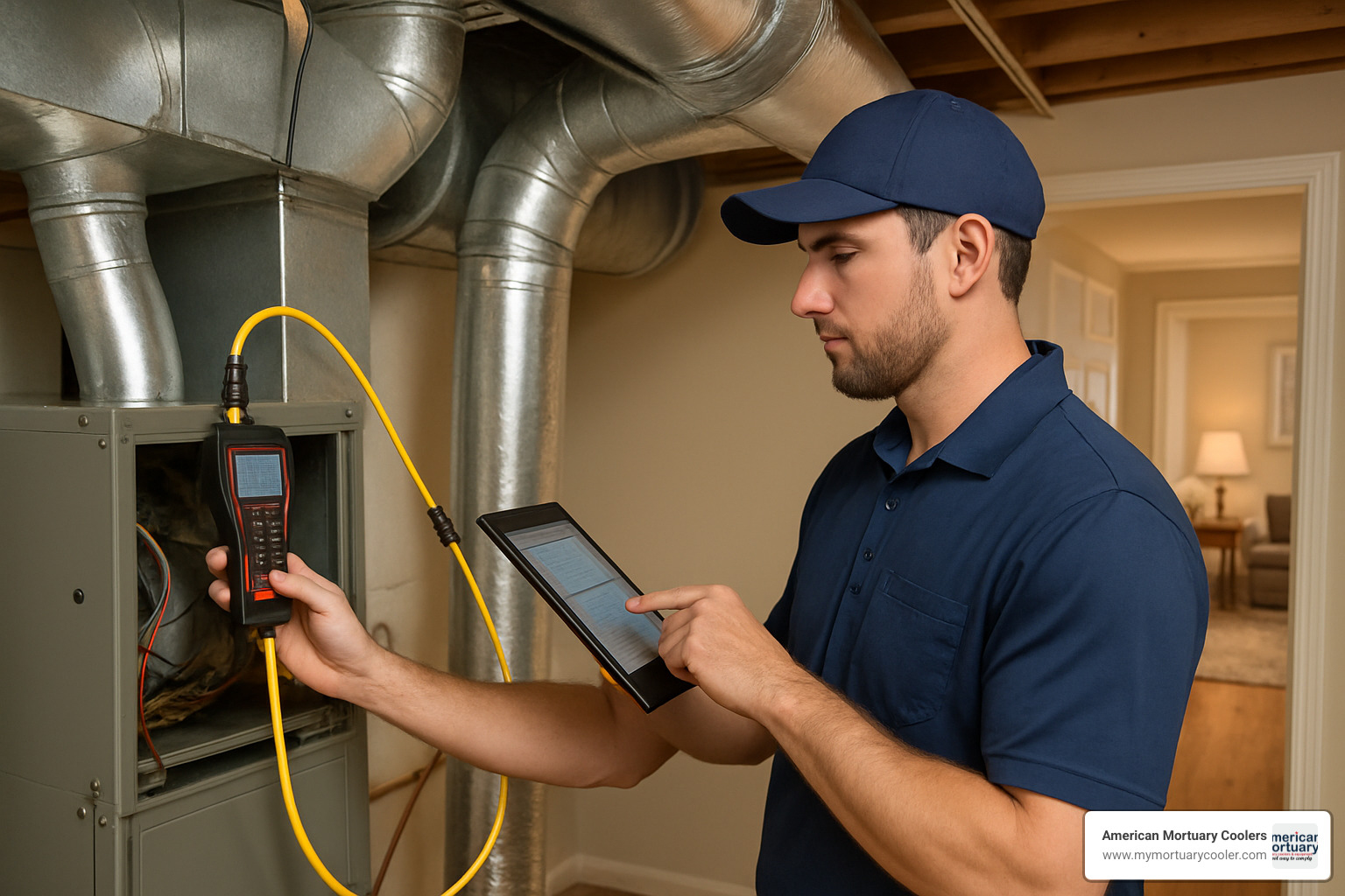 HVAC technician performing load calculation to determine proper system sizing - air conditioning not working in one room