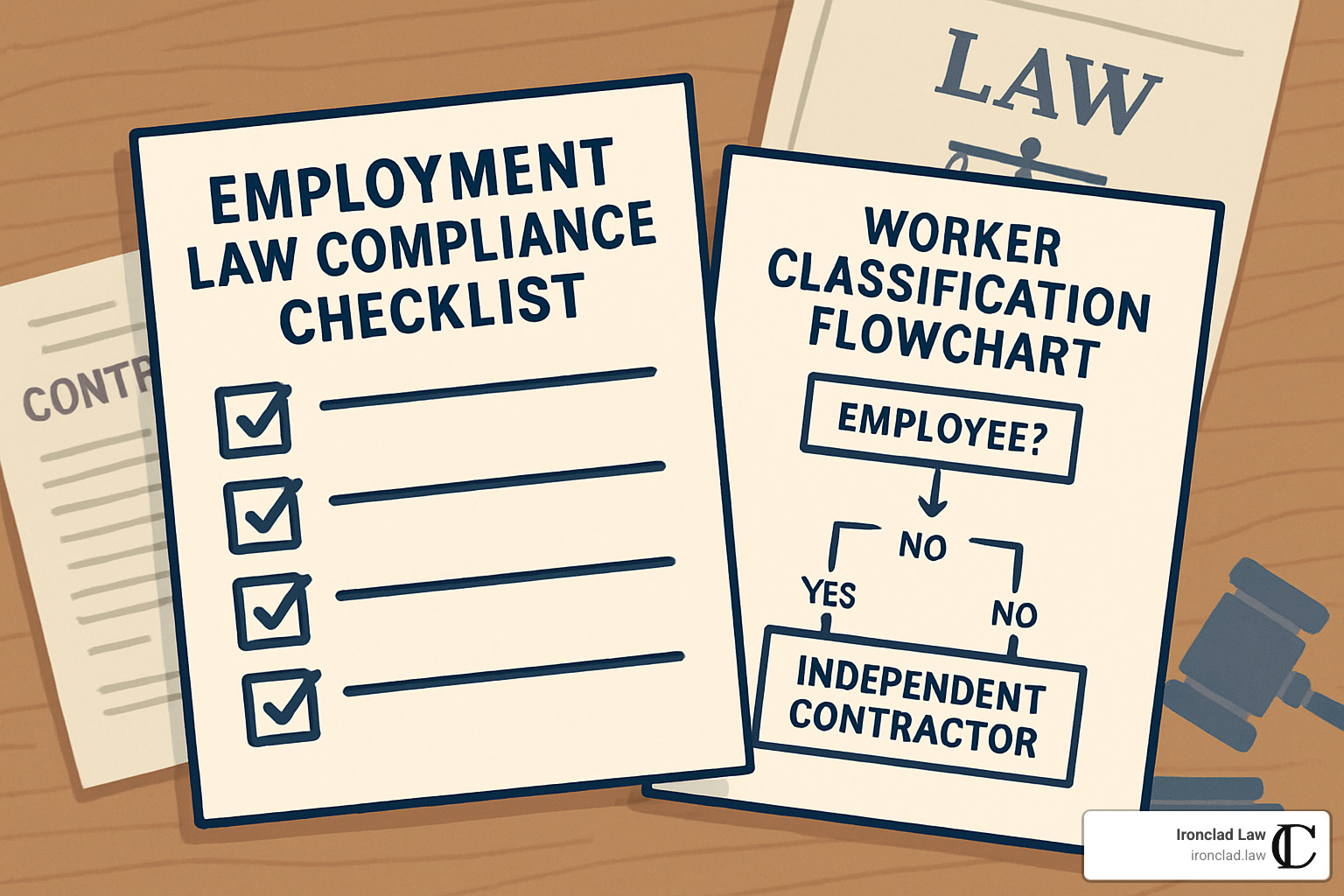 employment law compliance checklist and worker classification flowchart - legal services for entrepreneurs