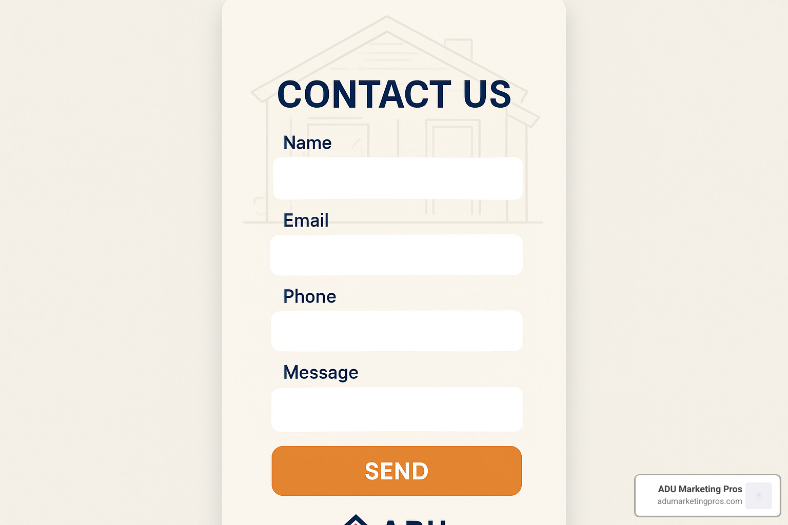 Contact form call-to-action interface - ADU company website