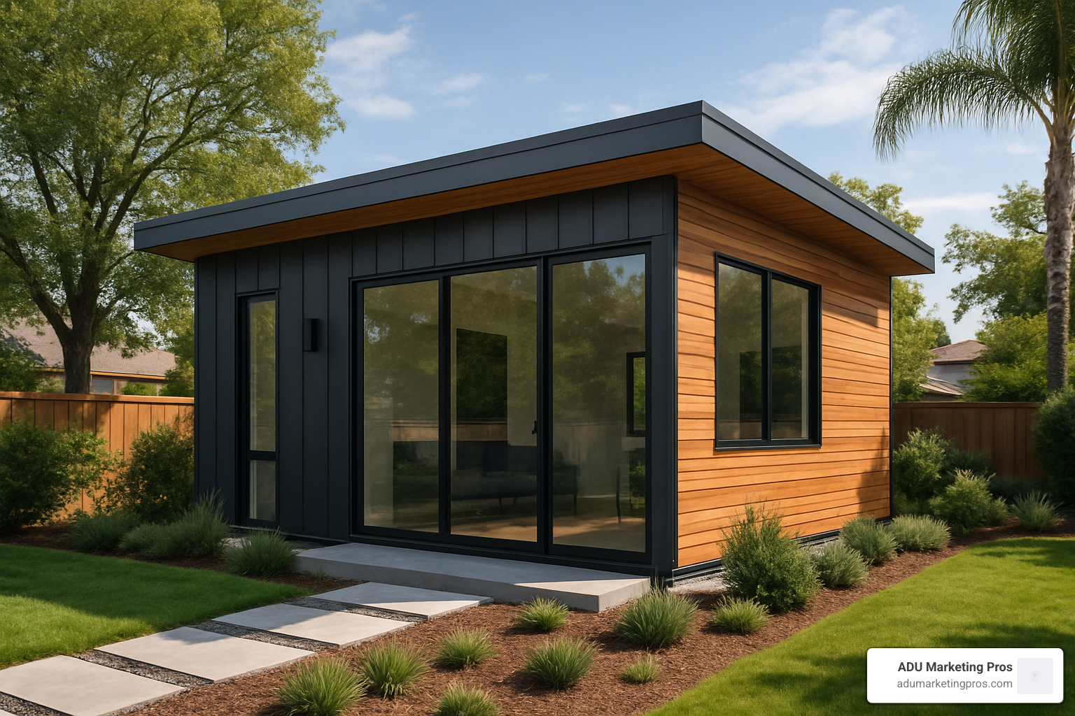 Modern prefab ADU with steel and wood exterior - ADU company website