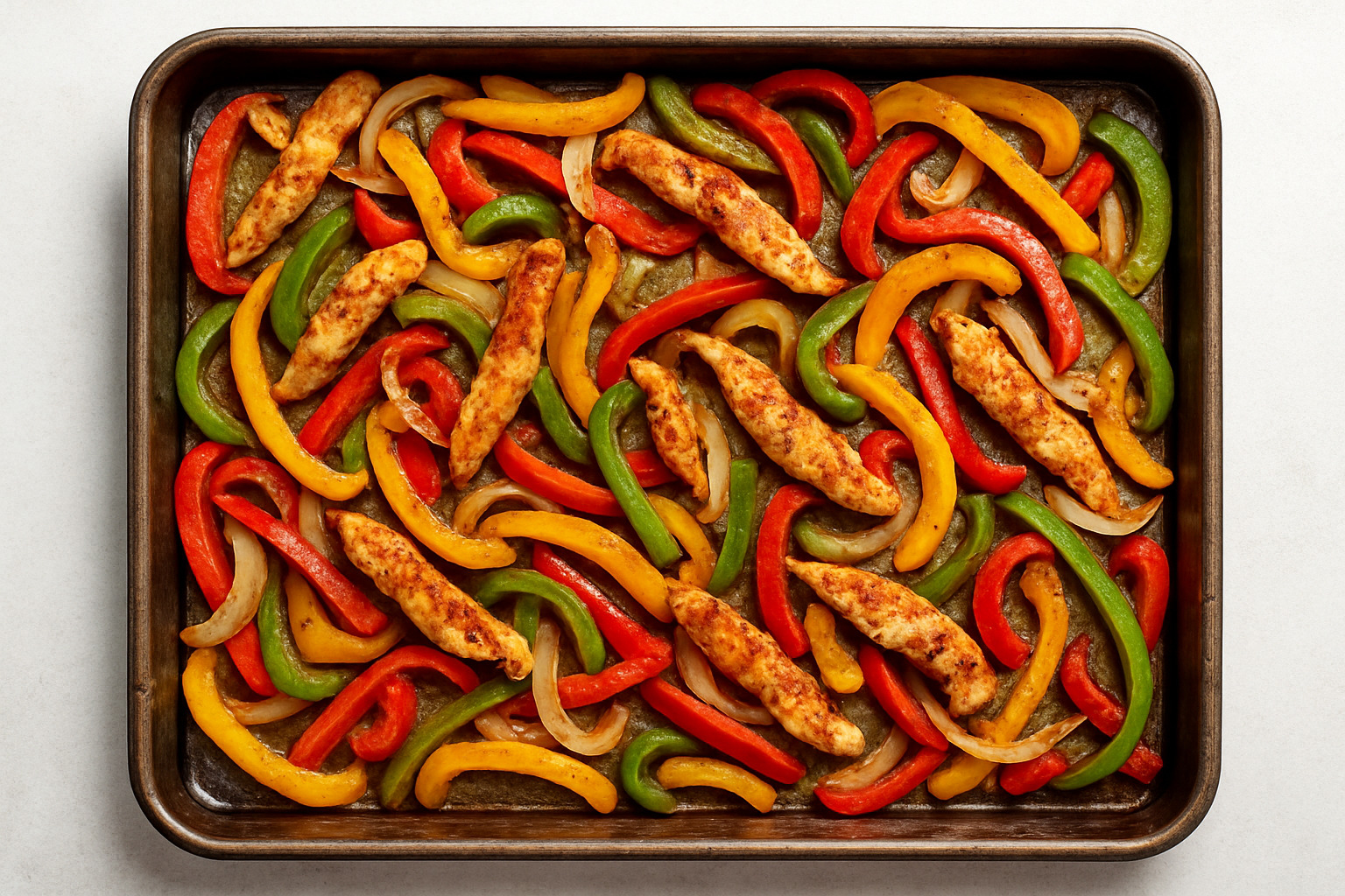 sheet pan fajitas with colorful peppers and onions - easy dinner ideas