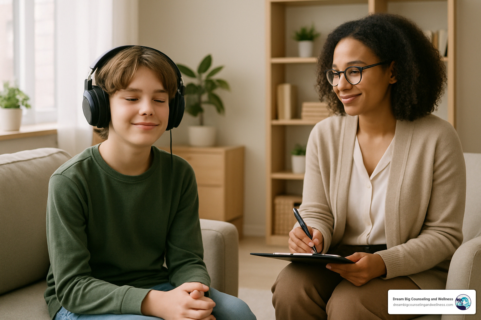 therapeutic session with headphones - safe and sound therapy