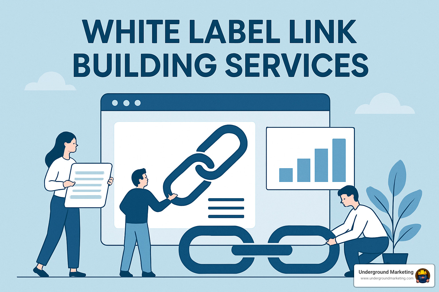 Agency dashboard screenshot showing real-time link status and unbranded reporting - white label link building services