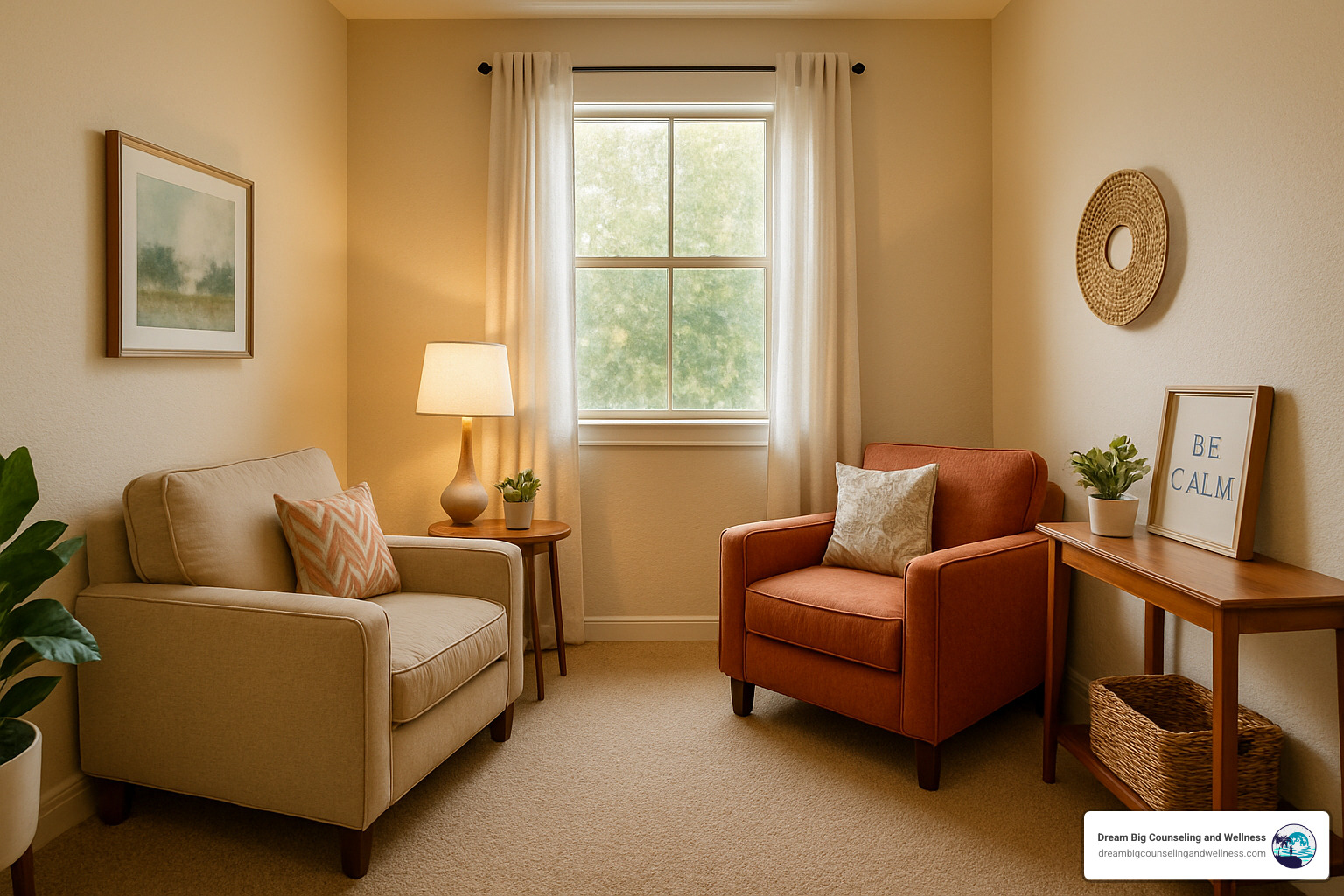 welcoming therapy office interior - couples therapy in Georgetown