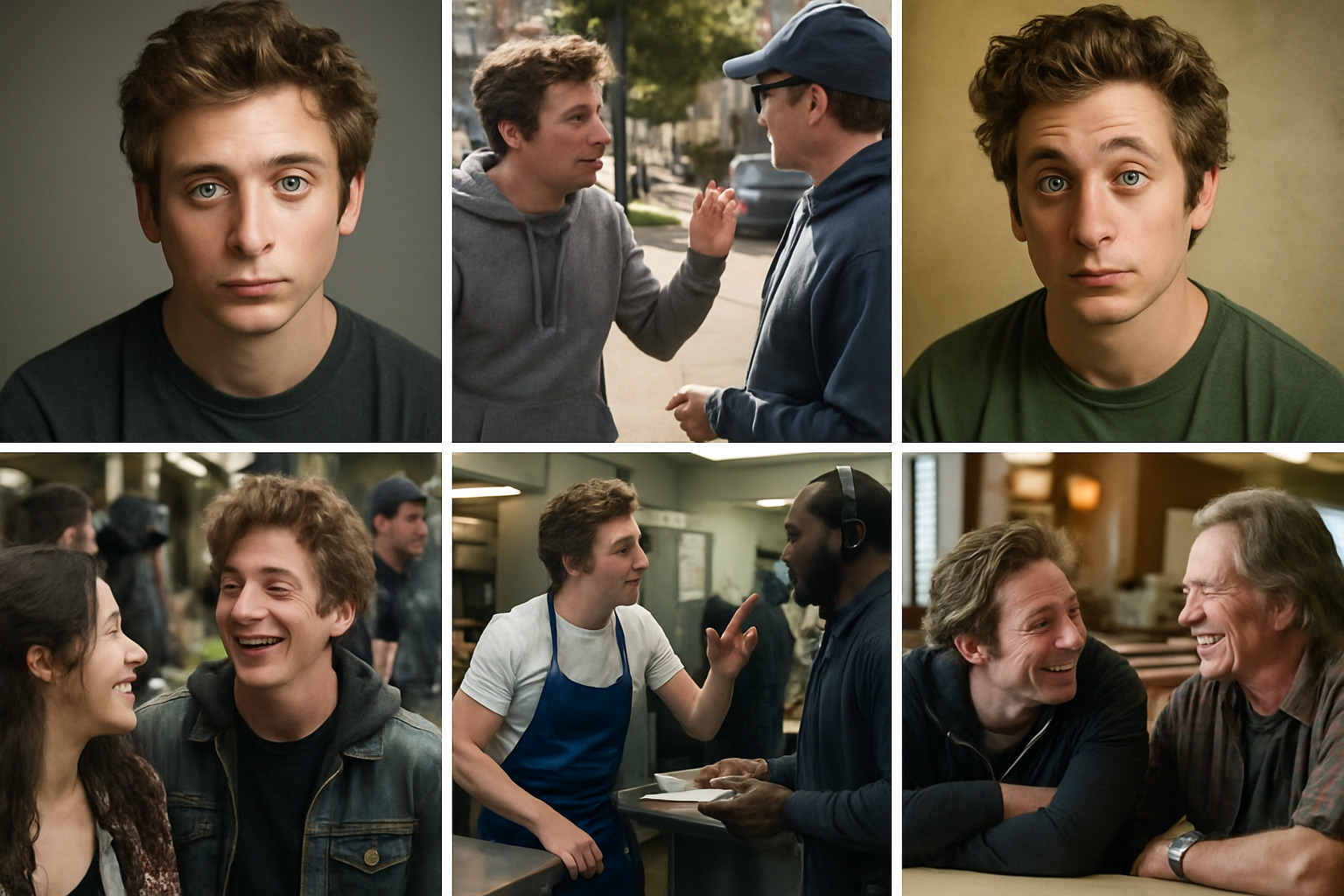 Jeremy Allen White in early career headshots and behind-the-scenes moments from Shameless and The Bear - jeremy allen white