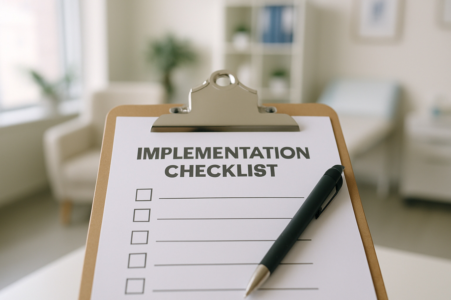 implementation checklist on clipboard - insurance billing software for therapists