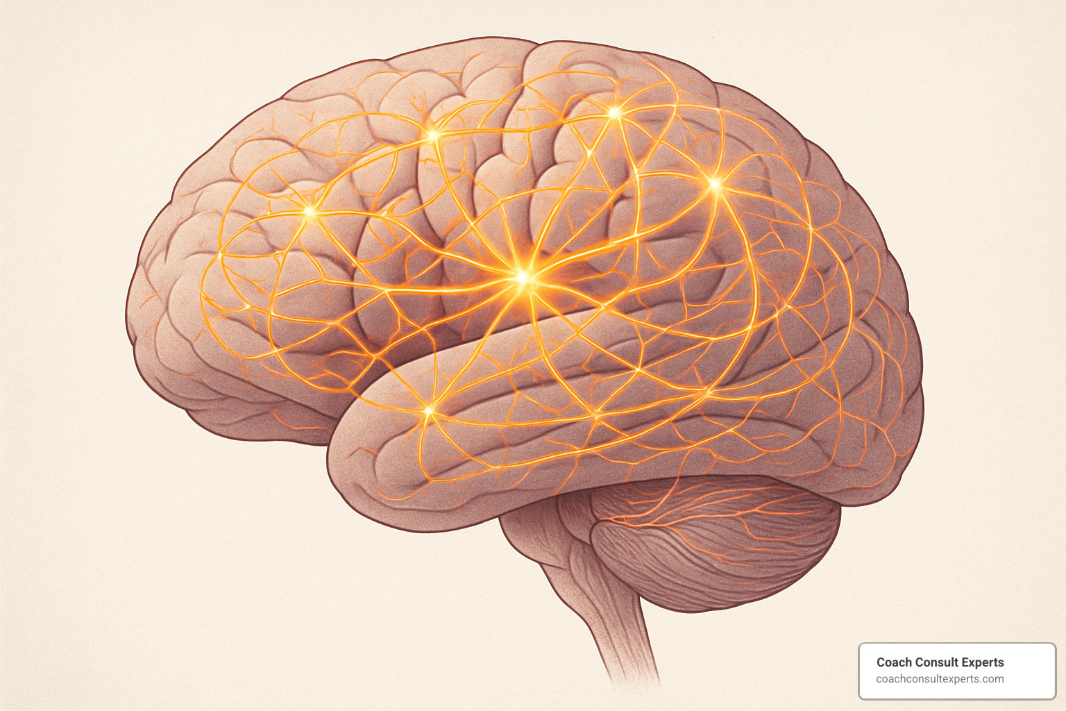 Brain neural pathways forming and changing over time, showing how repeated thoughts create stronger connections - definition of limiting beliefs