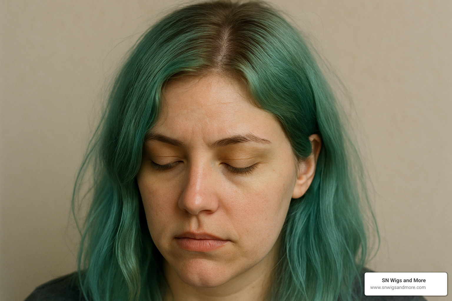 faded blue hair with green tints showing common color problems - blue hair care