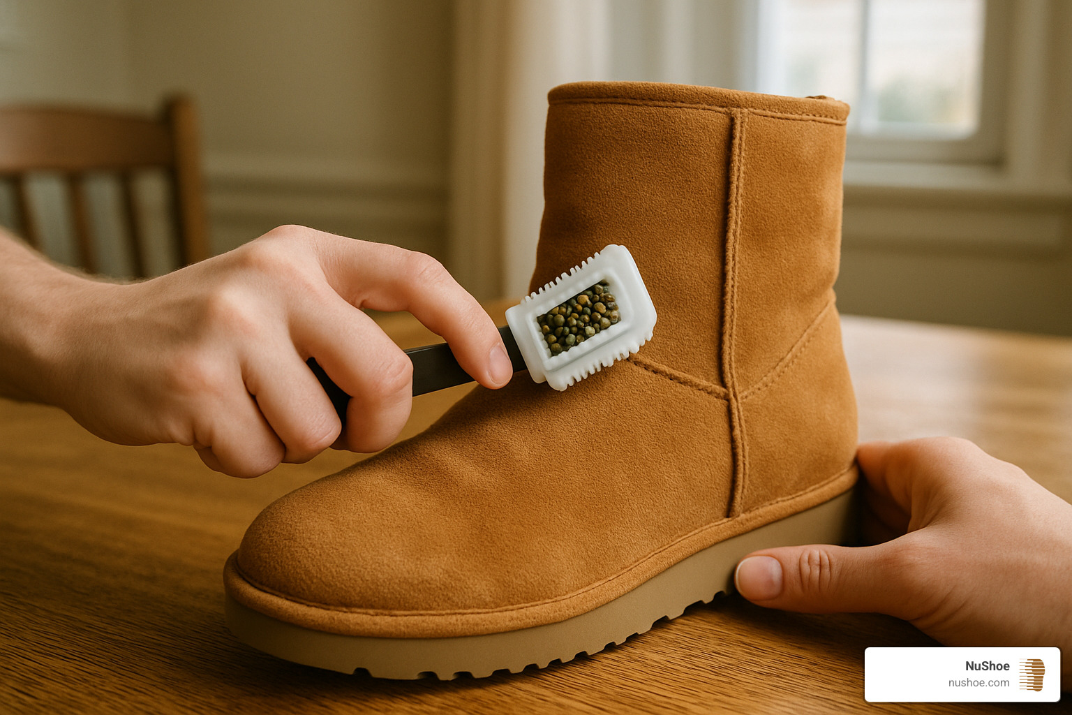 brushing suede boots with proper technique - restore suede boots