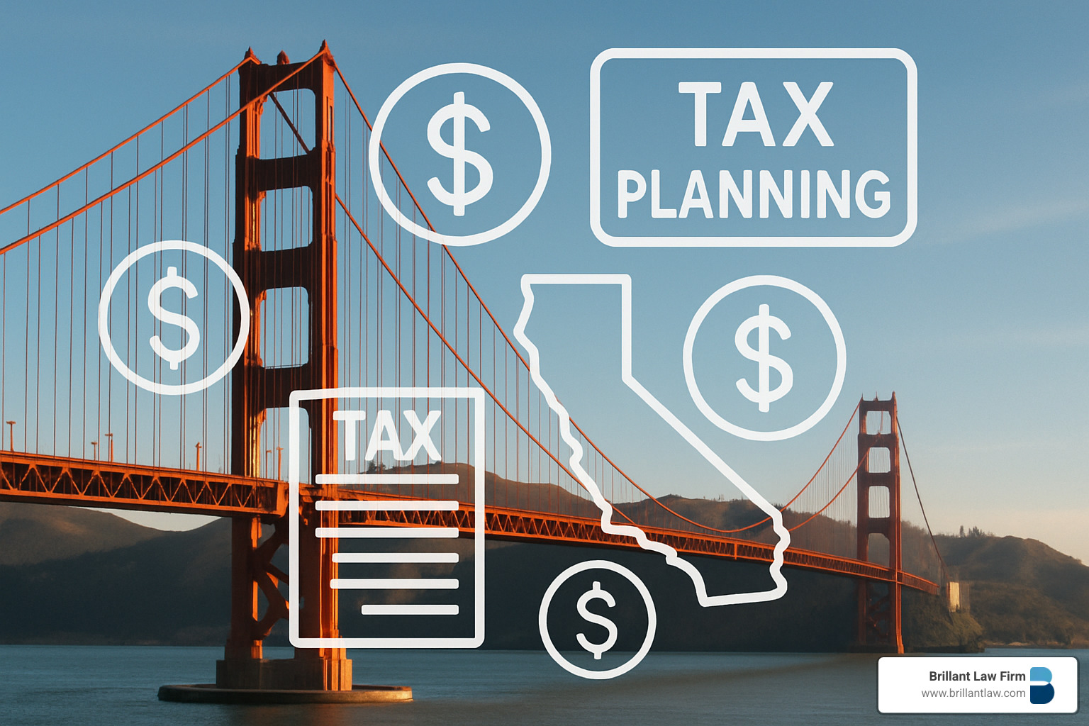 00e4b5355d7884cd5243d904d182cfd3c00e9ff0 Taxation and Tax Planning Made Easy (Yes, Really!) Master taxation and tax planning with easy tips, expert strategies, and California-specific advice for maximum savings and peace of mind. Golden Gate Bridge with overlaid tax planning icons representing California-specific strategies - taxation and tax planning