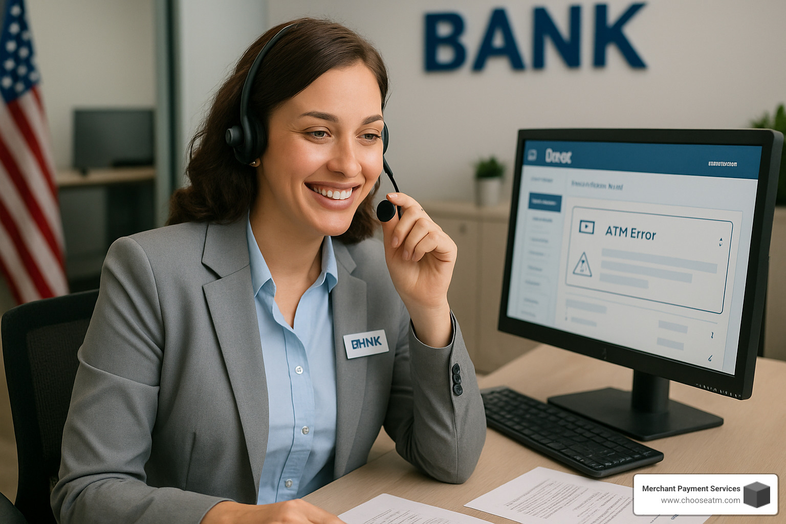 Customer service representative helping with ATM error resolution - ATM error code 088