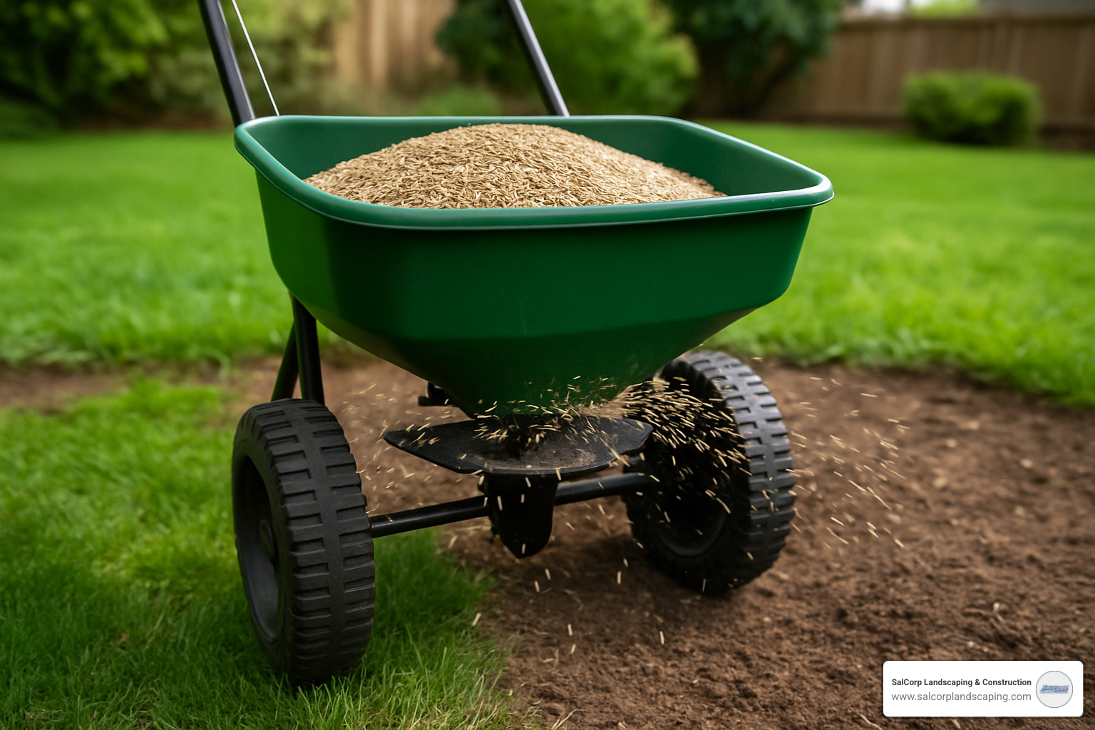 broadcast spreader - grass seed installation