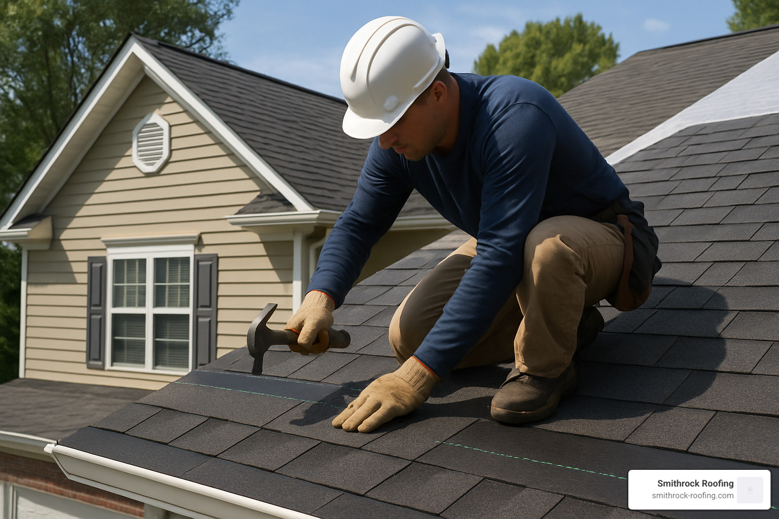 Architectural shingles installed on a Winston Salem home showing proper installation technique - Winston Salem roof repair