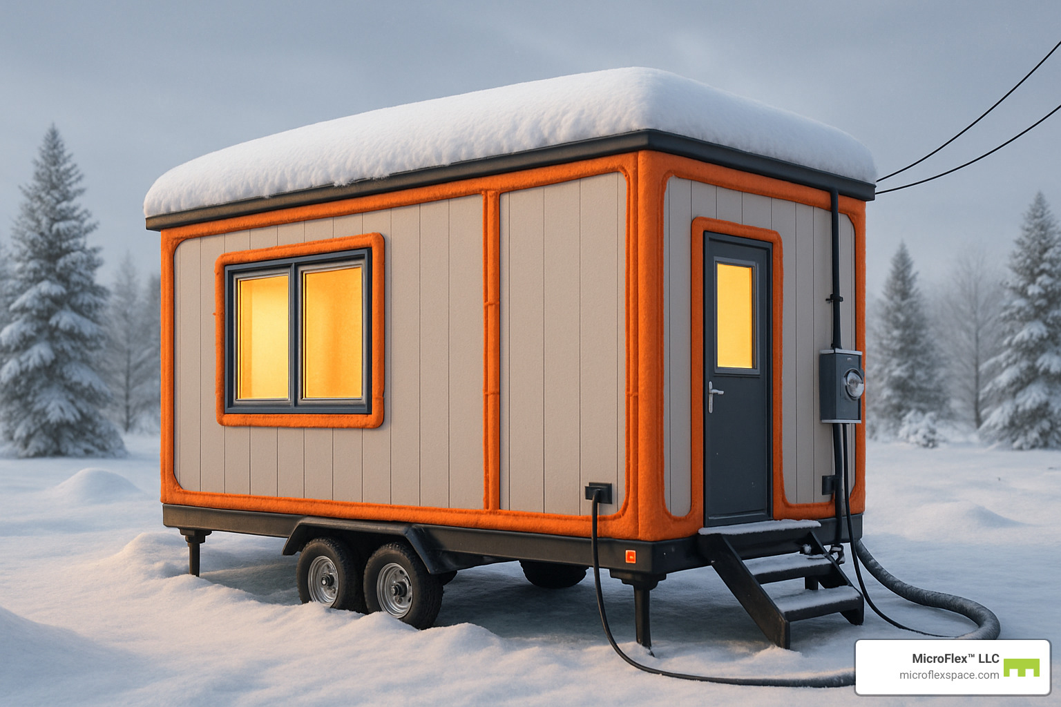 mobile office in snowy conditions with proper insulation - mobile office spaces