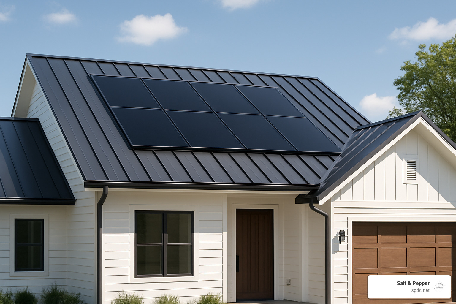 Standing-seam metal roof with integrated solar panels - Luxury home renovation ideas