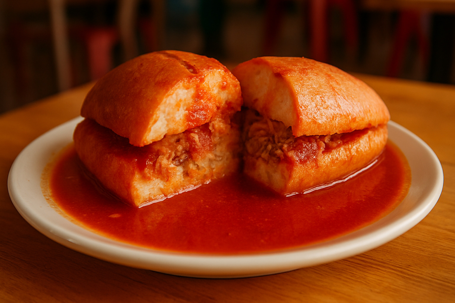 torta ahogada drenched in salsa - mexican  tortas