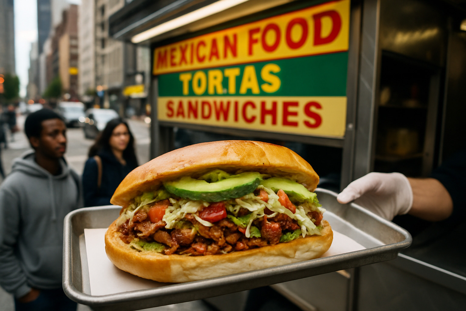 torta being served at a food truck in New York City - what is a torta