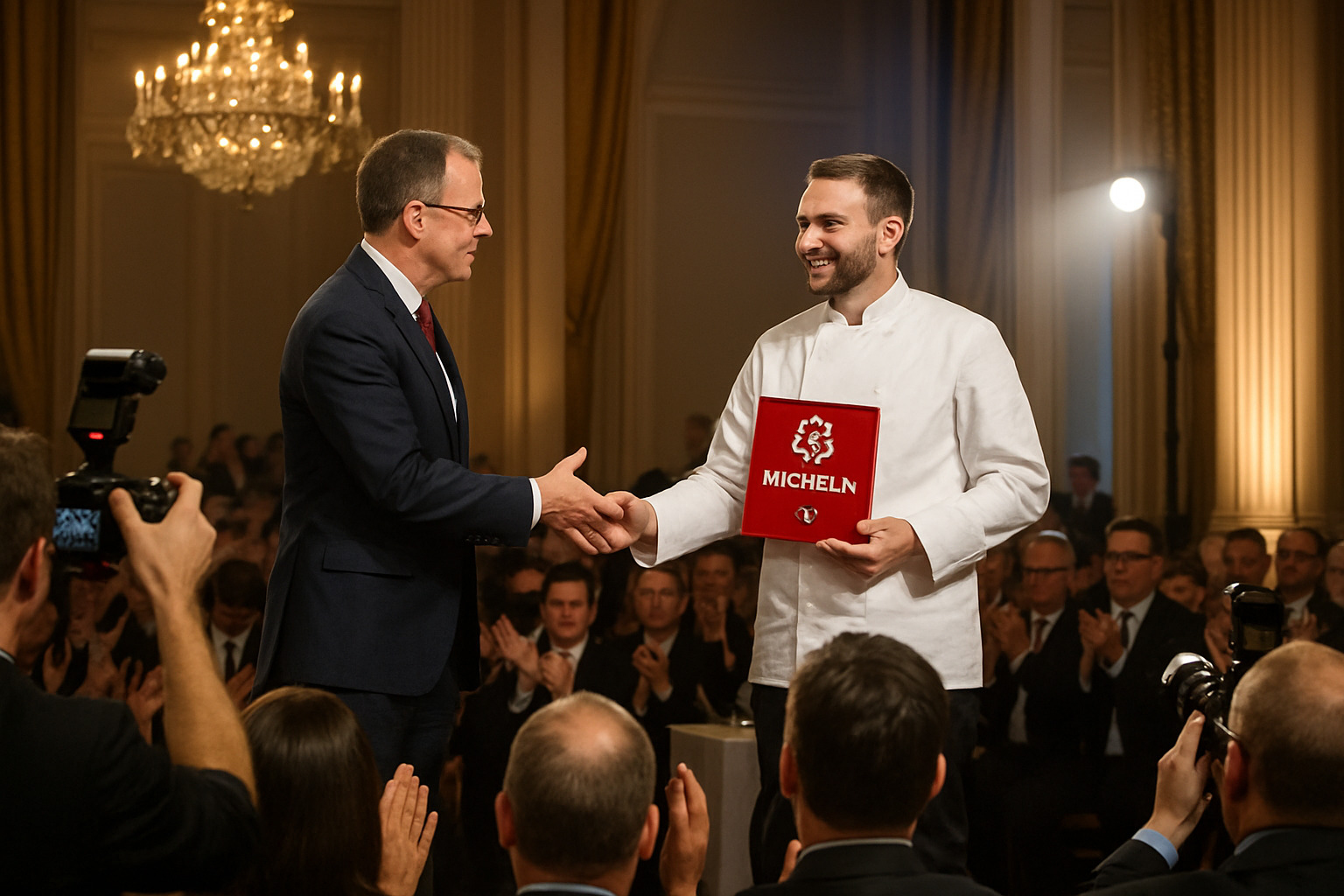 Michelin star award ceremony with chef receiving recognition - world's best chef