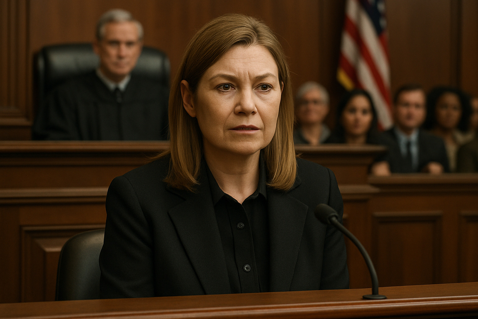 Ellen Pompeo as Kristine Barnett in courtroom scene - good american family cast