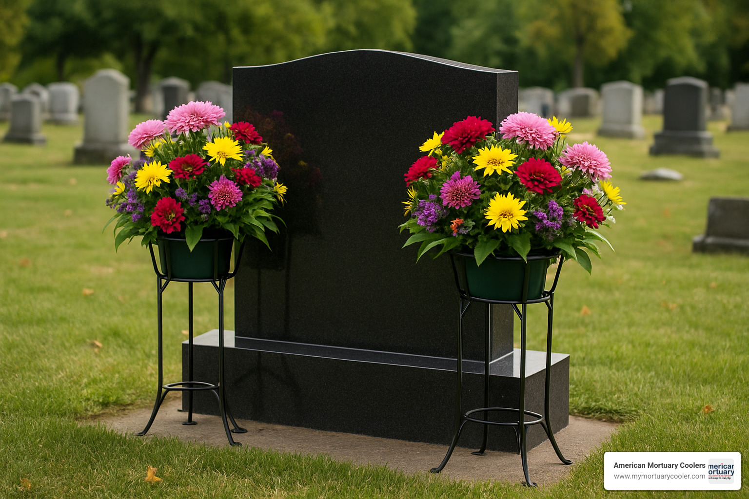 personalized cemetery plant stand with custom powder-coat finish and engraved nameplate - cemetery plant stands