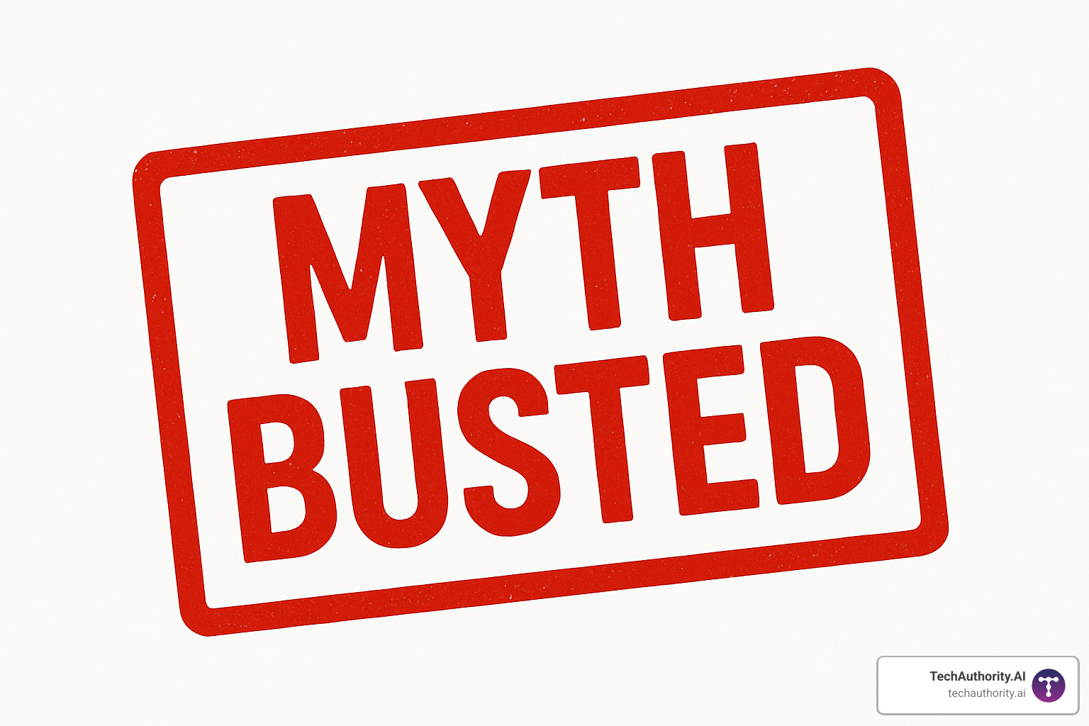 Myth-busting stamp with "BUSTED" text - WordPress hosting dedicated IP