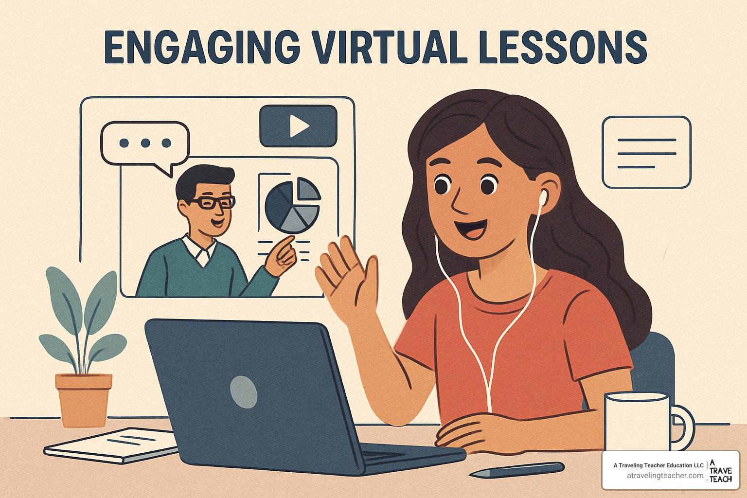 Students participating in interactive virtual classroom activities - engaging virtual lessons