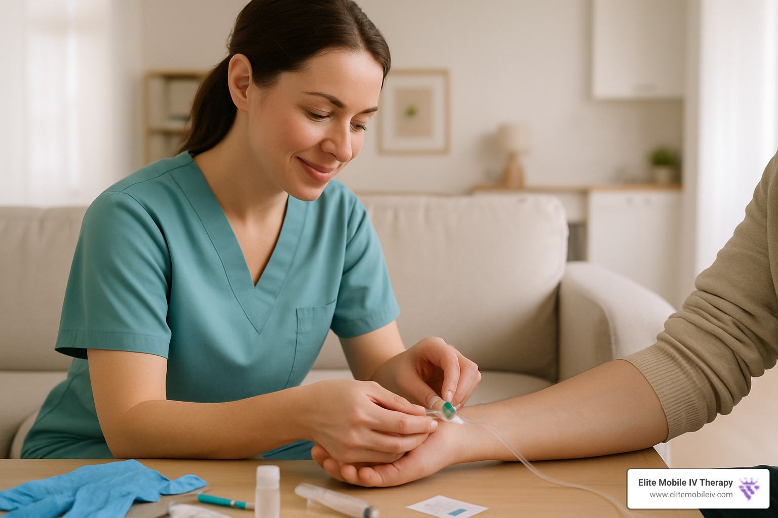 nurse inserting cannula - iv vitamin infusion therapy