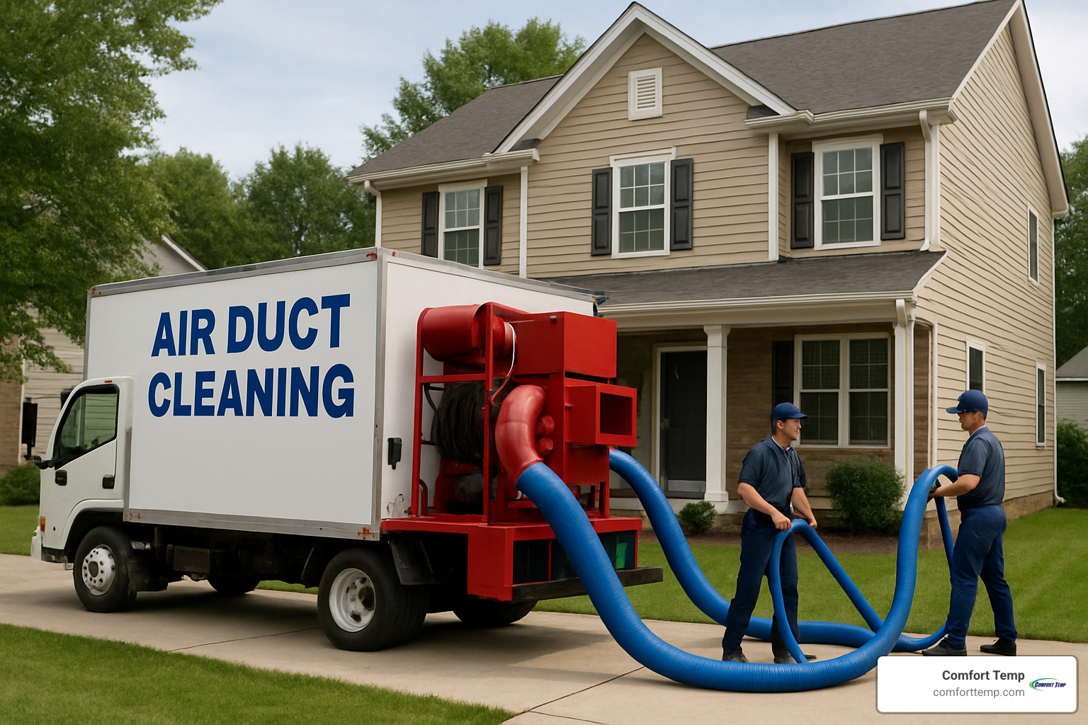 Professional duct cleaning truck with vacuum equipment - air duct cleaning