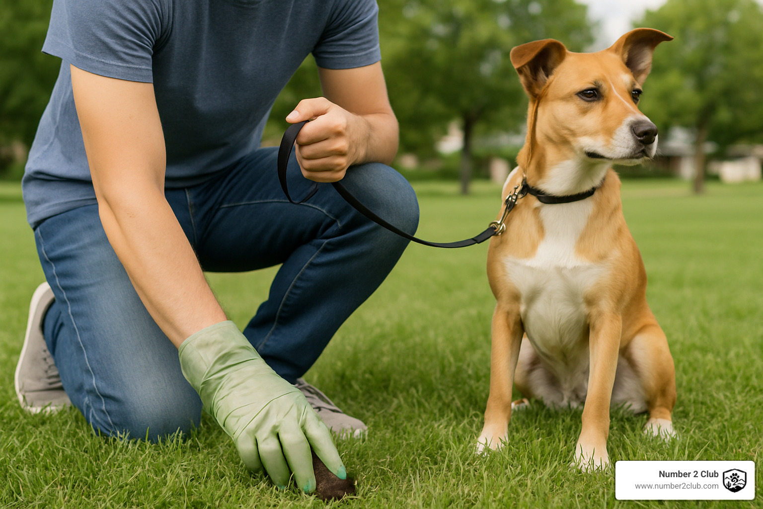 Demonstration of proper bag technique for picking up dog waste - best way to pick up dog poop