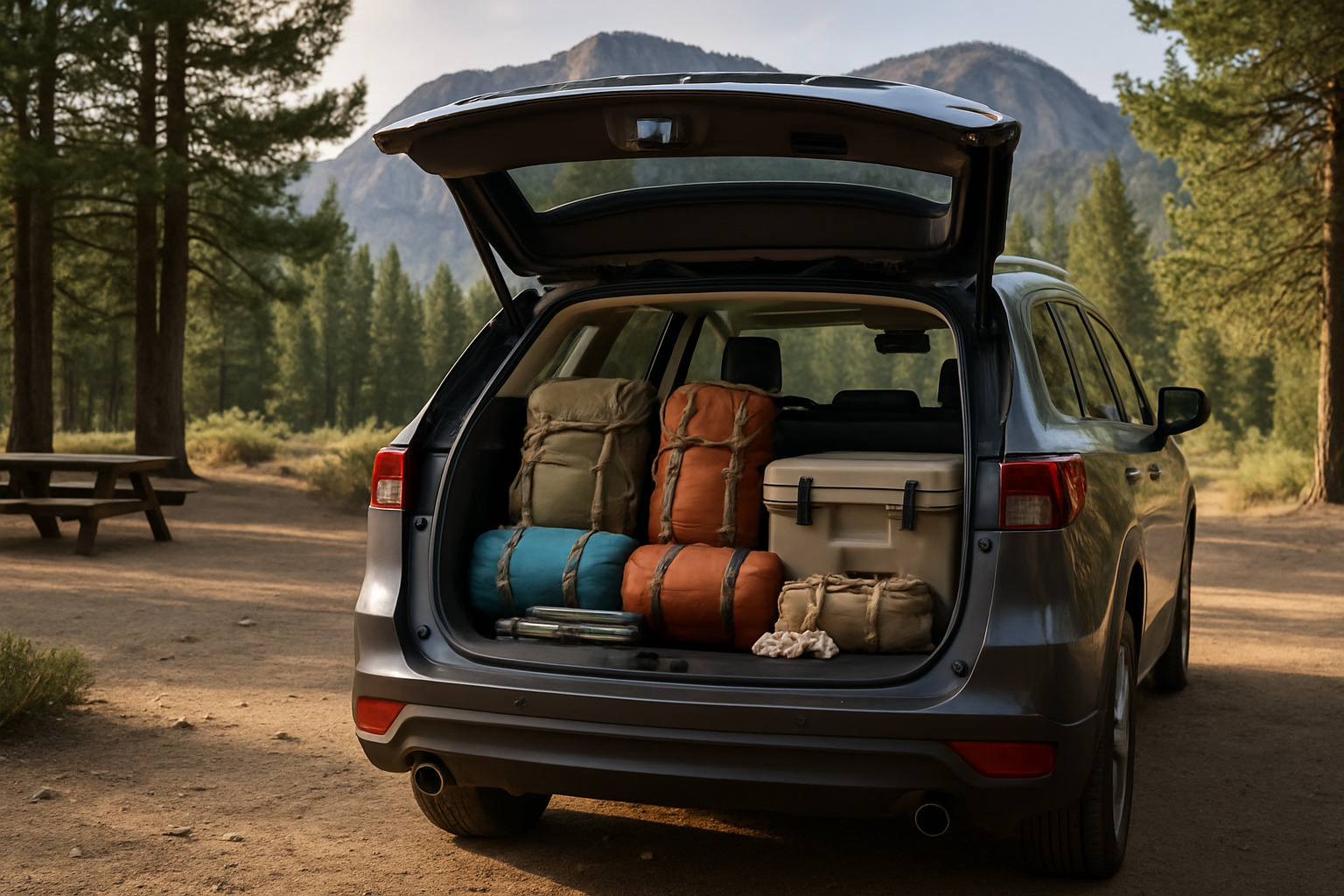 gear loaded cargo area - best camping suv