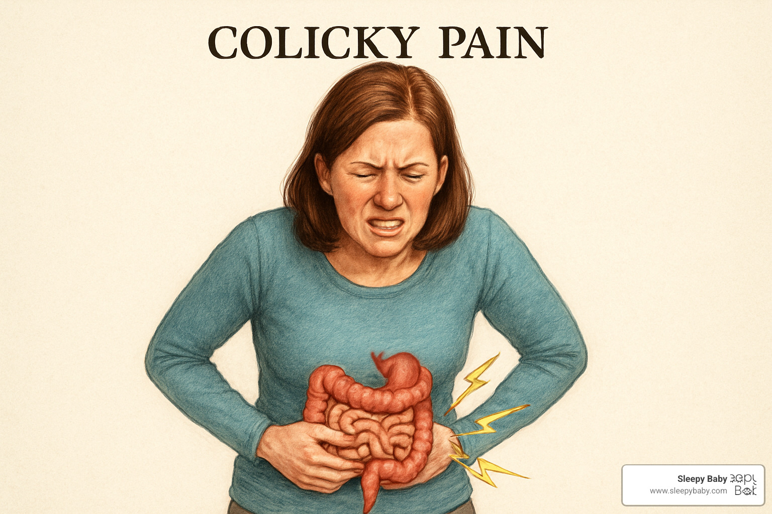 relaxed caregiver practicing self-care with baby sleeping peacefully nearby - colicky pain