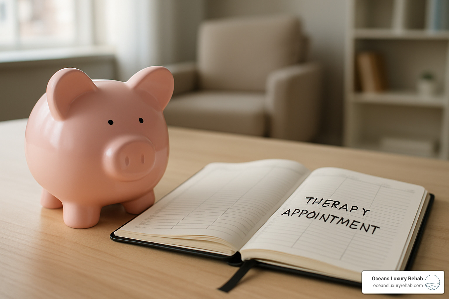 piggy bank next to therapy calendar - cost of intensive outpatient rehab