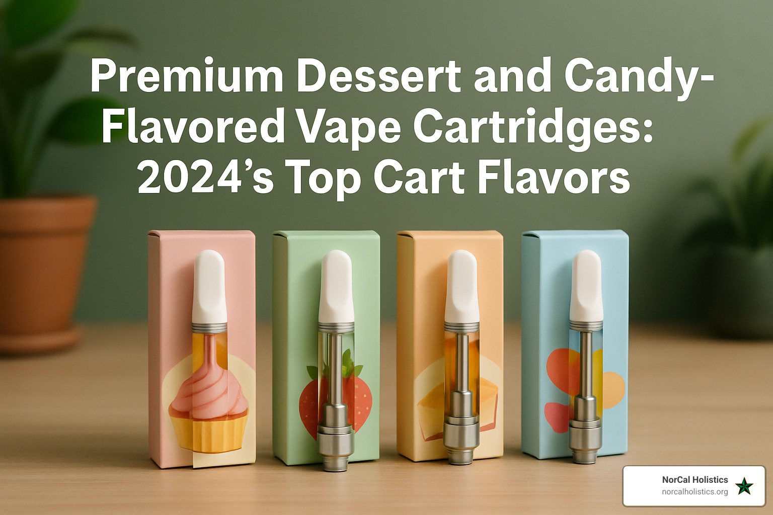 Premium dessert and candy-flavored vape cartridges arranged in an appetizing display - cart flavors
