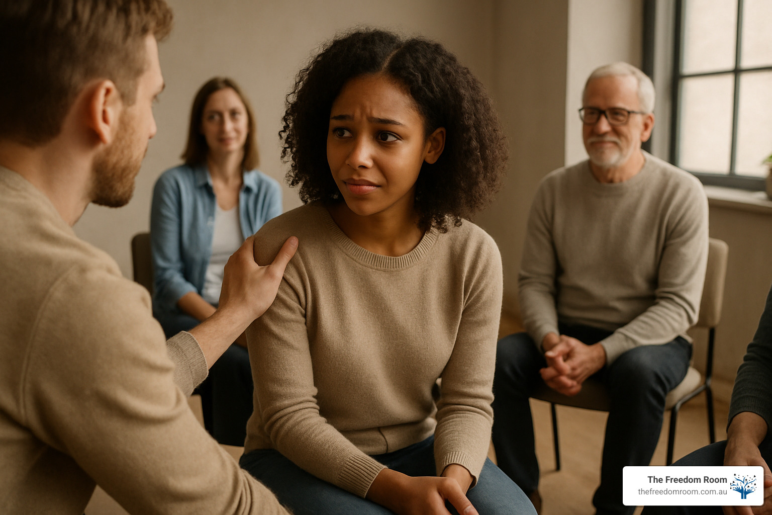 TSF therapist providing meeting schedule and accountability journal to client in supportive counselling environment - what is twelve step facilitation therapy