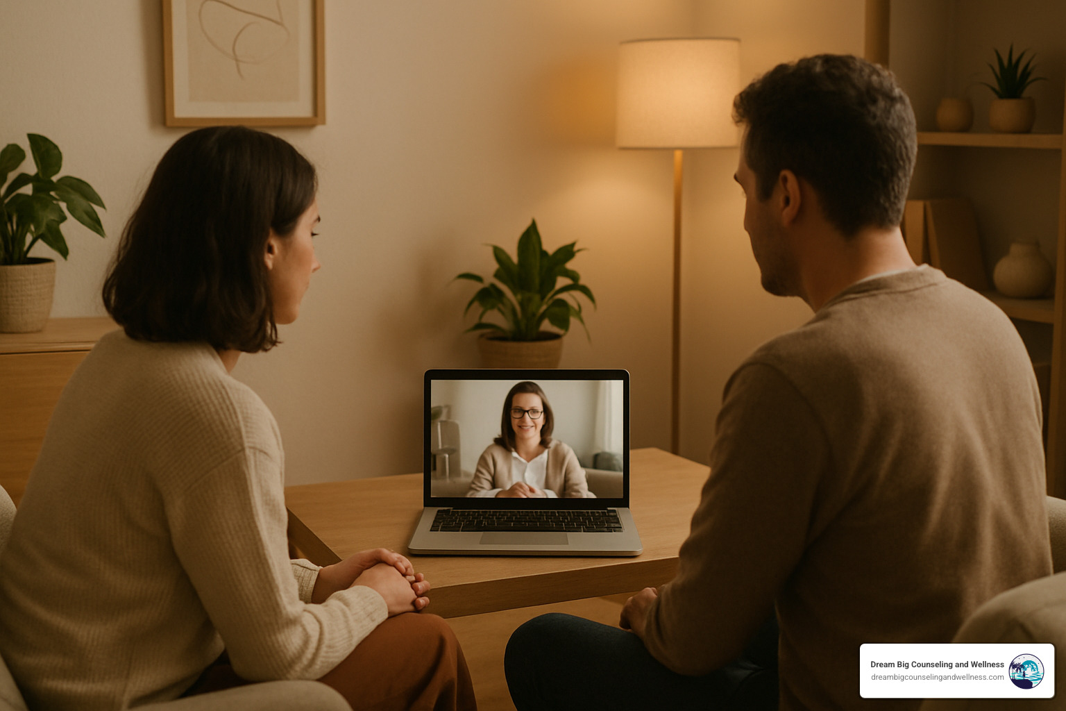Telehealth therapy session setup - Georgetown couples counseling