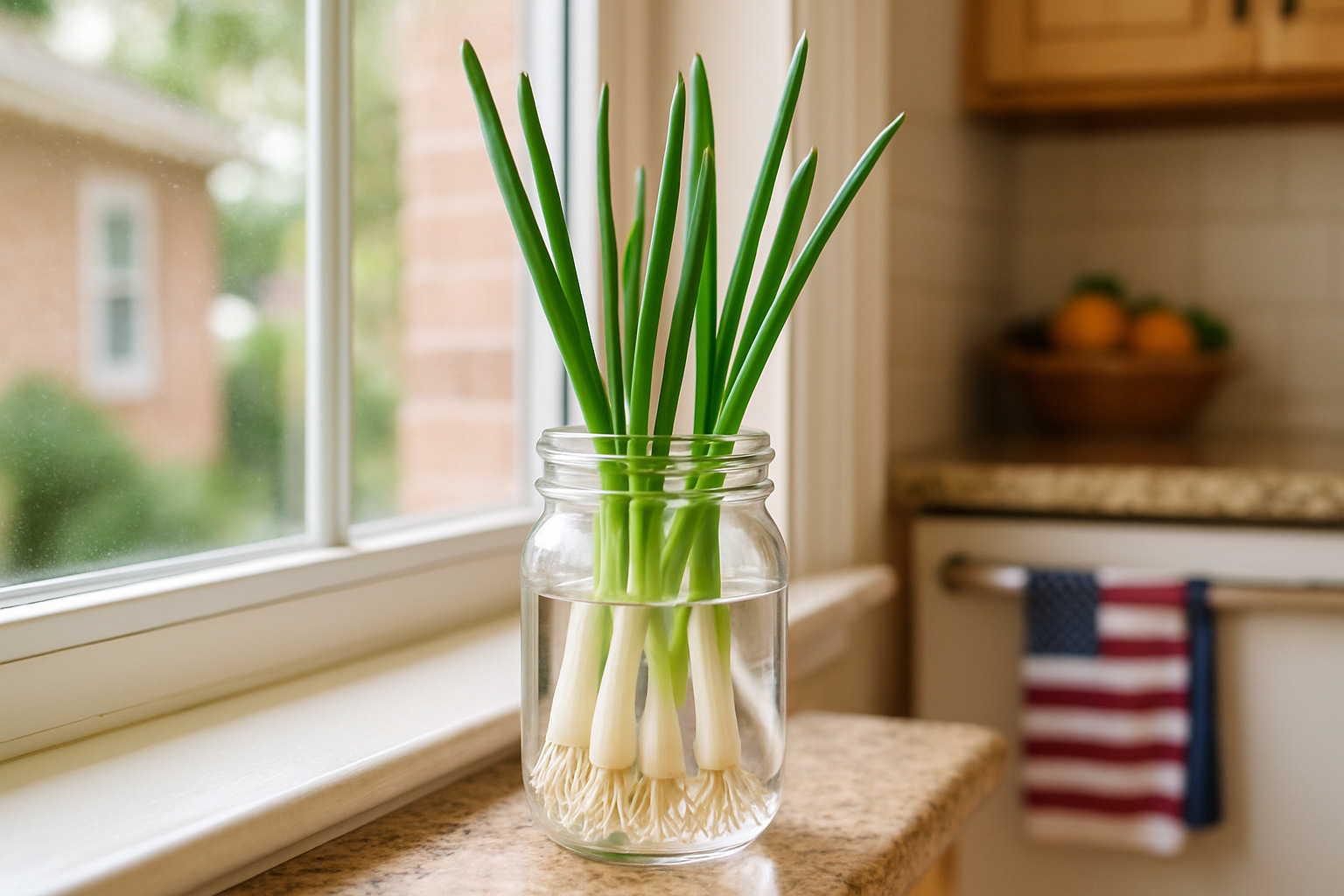 scallions growing in a jar - scallions