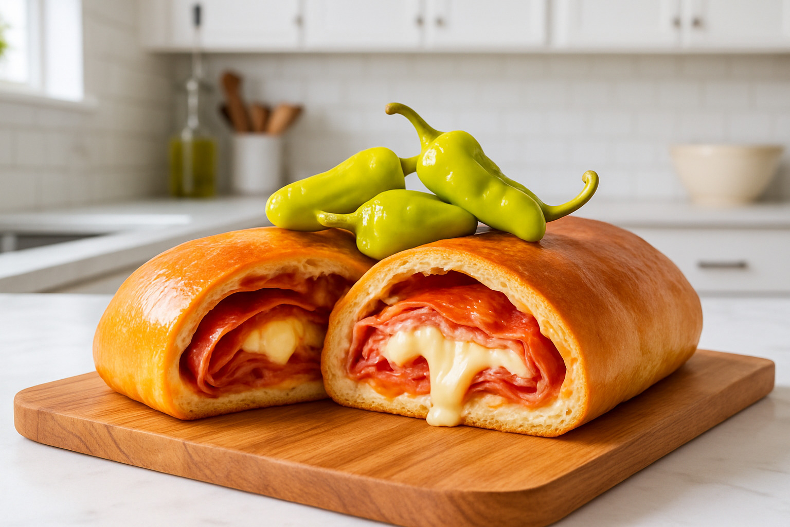 pepperoncini-topped stromboli - pepperoncini