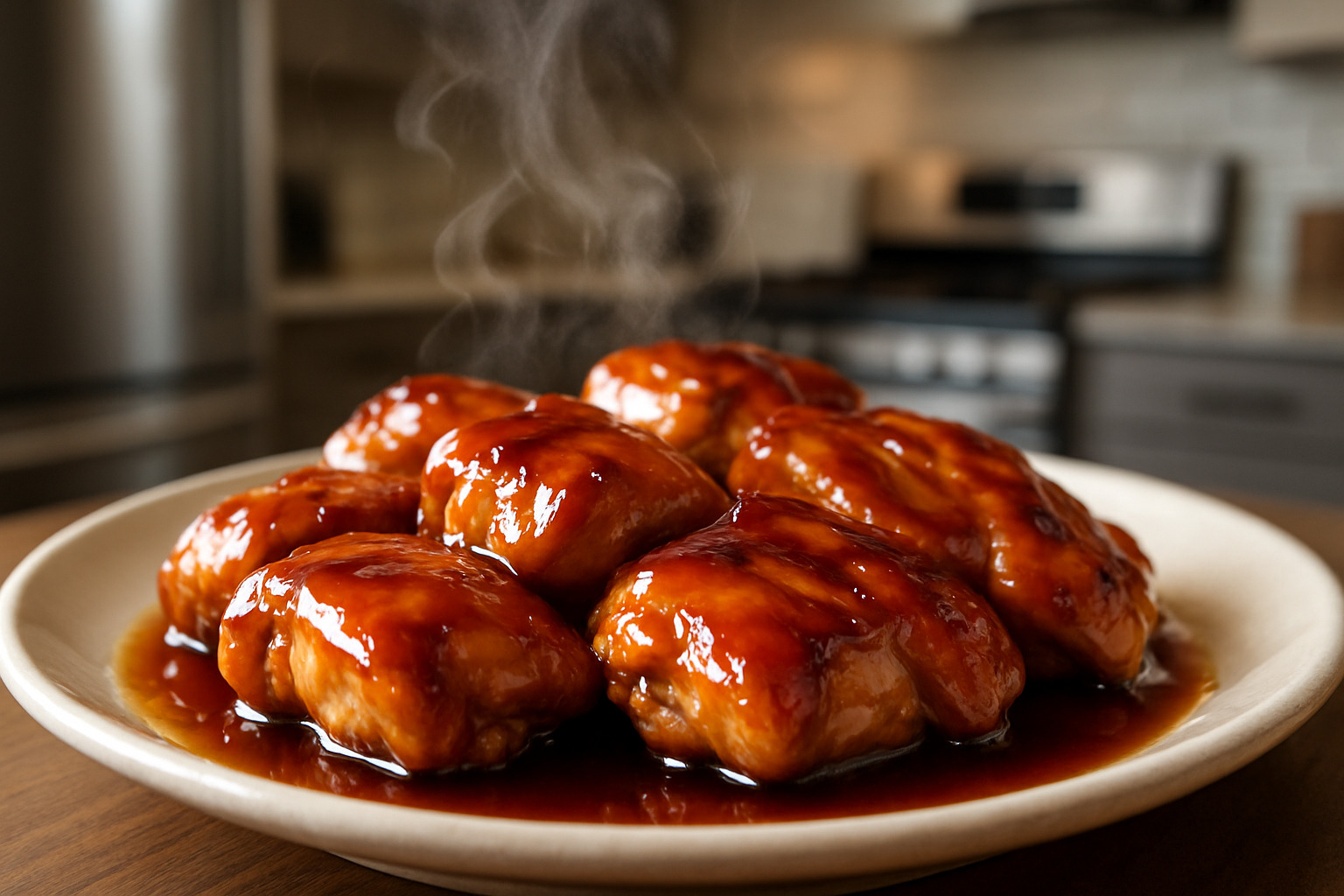 Glossy teriyaki chicken with golden mirin glaze - mirin