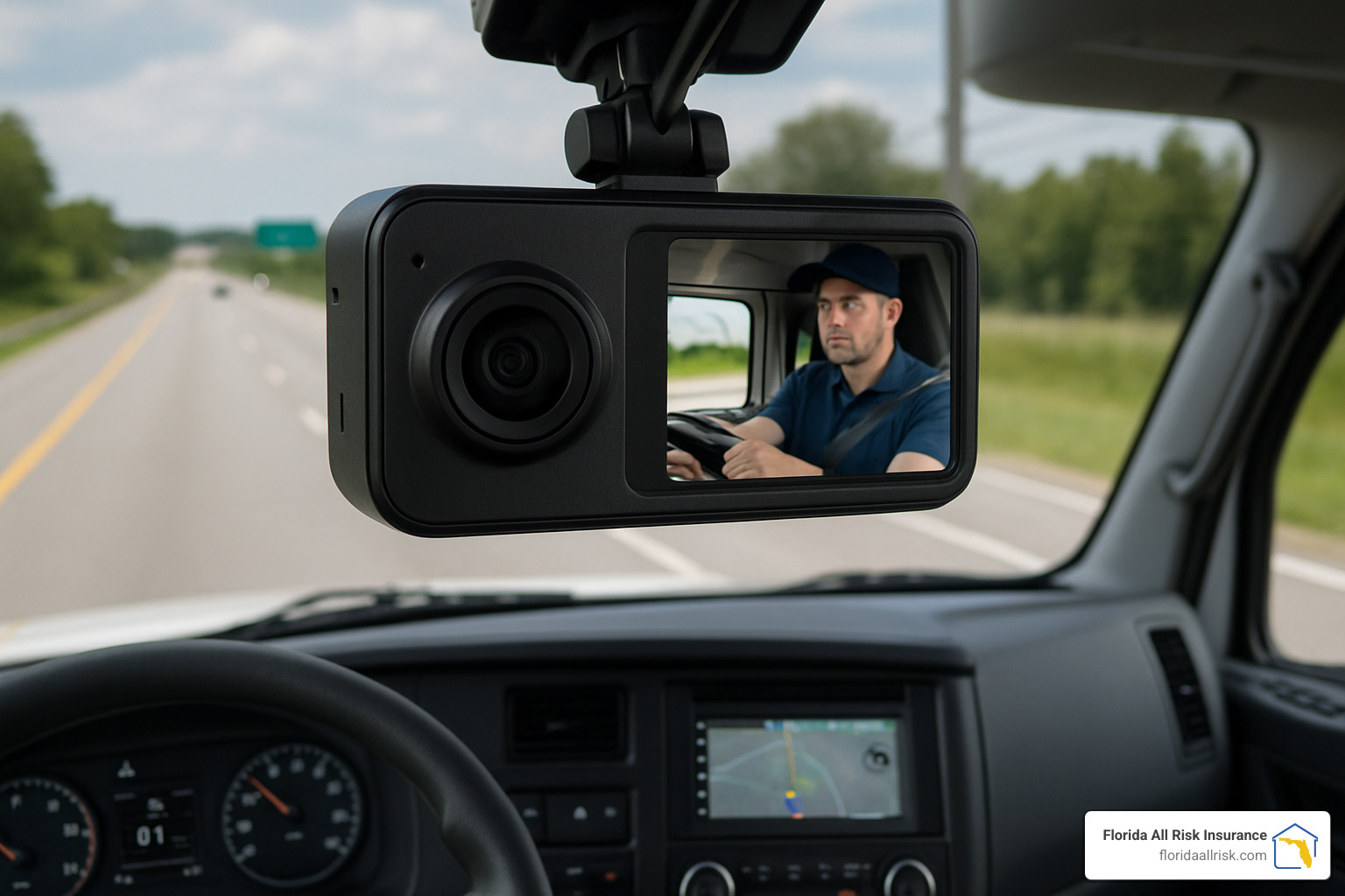 28d9e7e62edcd4a59ff12b58389c234fde65111a Risky Business? Mastering Fleet Insurance Risk Management Master fleet insurance risk management to cut costs, boost safety, and protect your business. Learn expert tips and best practices now. Dual-facing dash cam system showing both road view and driver monitoring capabilities - Fleet insurance risk management