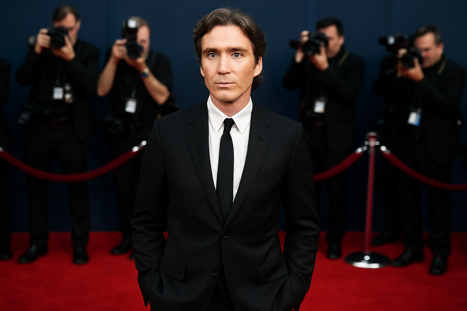 Cillian Murphy in neat attire at a red carpet event, showcasing his distinctive style and reserved demeanor - cillian murphy