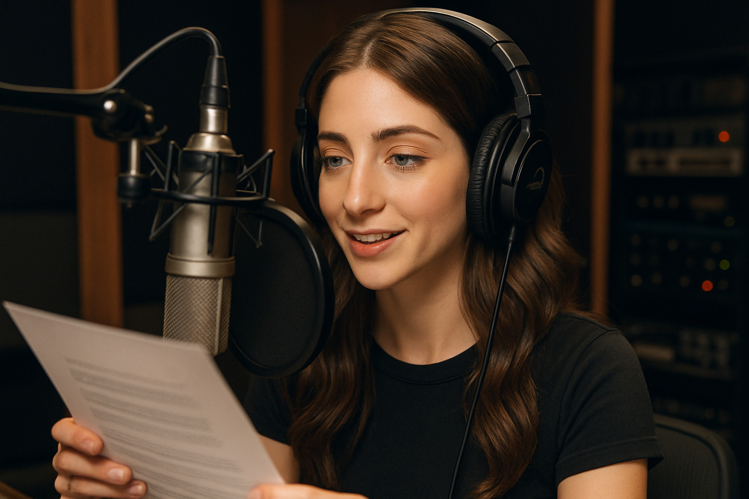 Emily Rudd behind-the-mic voice session - emily rudd