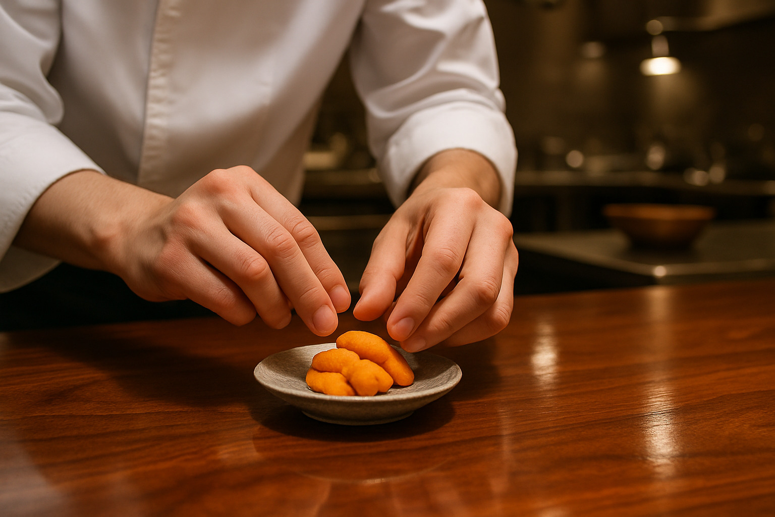 uni course preparation at chef's table - chef's table at brooklyn fare